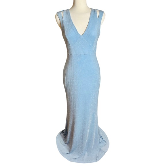 Calvin Klein Dresses & Skirts - NEW Calvin Klein Blue Sleeveless Shimmer Stretch Floor Length Dress Women’s 8
